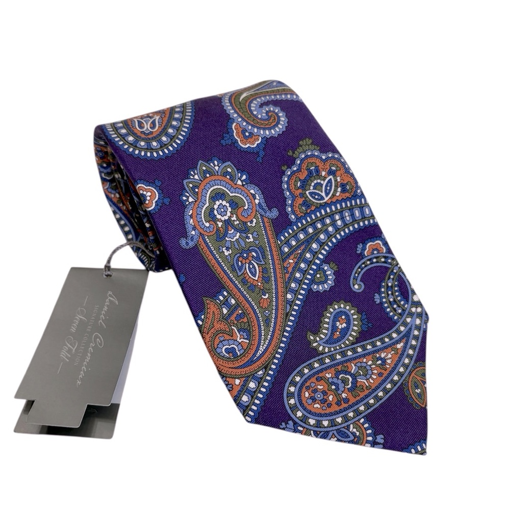 NEW Daniel Cremieux Signature Collection Men’s Purple Paisley Silk Necktie